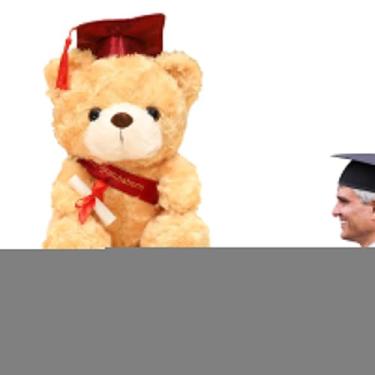 Imagem de Urso de pelúcia marrom de formatura | Urso de pelúcia fofo com boné de graduação, presente de formatura para turma de 2022, ornamento de mesa, artigos de festa