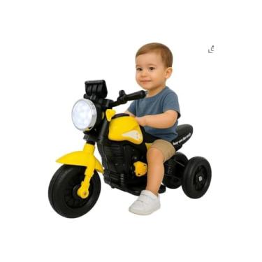 Imagem de Mini Moto Esportiva Elétrica Infantil, Amarela, Bateria Recarregável, Suporta até 30kg, para Crianças a partir de 3 Anos, 68 x 44 cm