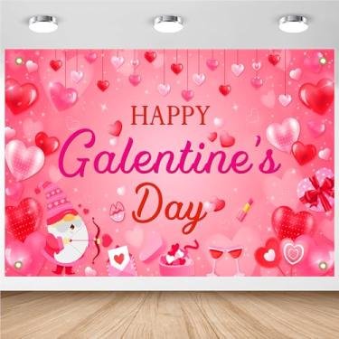 Imagem de Avezano Happy Galentine's Day Banner Pink Heart Galentine's Day Party Decorations Backdrop Girls Theme Party Ladies Valentines Day Party Banner Supplies (7x5ft)