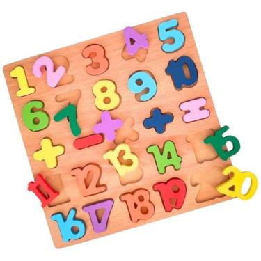 Imagem de Quadro Educativo de Madeira Pedagógico Infantil MDF 25 Peças – Quebra-Cabeça Didático de Encaixe para Aprendizado, Matemática, Coordenação e Desenvolvimento Cognitivo