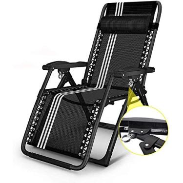 Imagem de Espreguiçadeiras de jardim, espreguiçadeiras, poltronas reclináveis com gravidade zero, cadeira reclinável, cadeira de balanço portátil e dobrável para uso ao ar livre, suporta 200 kg (cor, preta),