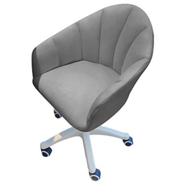 Imagem de Cadeira de escritório em casa com rodas e braços – Cadeira giratória ajustável para sala de estar, maquiagem, estudo