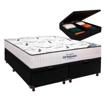Imagem de Box Bau Blindado Preto + Colchão Queen High Foam Ortobom