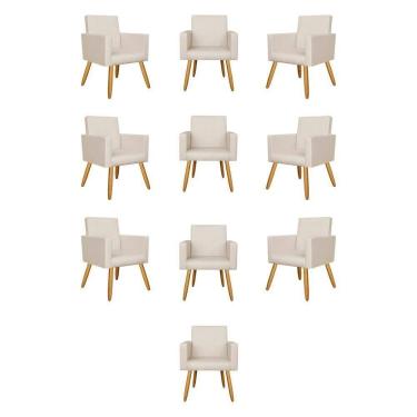 Imagem de Kit 10 Poltronas Nina Decorativa Para Recepção Courino Bege