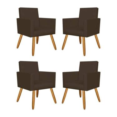 Imagem de Kit 04 Poltronas Nina Decorativa Courino Marrom