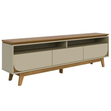 Imagem de Rack Bancada 75 Polegadas 3 Gavetas 200 Cm Selene Madetec Cumaru Opala