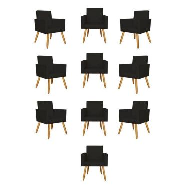 Imagem de Kit 10 Poltronas Decorativa Recepção Courino courino Preto