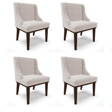 Imagem de Kit 04 Cadeiras Liz Veludo Base Fixa Madeira TabacoCinza