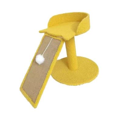 Imagem de Baoblaze Árvore de gatos, coor de scratcher sisal gato com brinquedos pendentes com tábua de arranhões, torre de gatinhos para gatos internos tocando, Amarelo