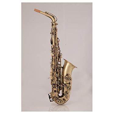 Imagem de Saxofone profissional verde bronze saxofone alto em superfície plana E kit de saxofone para iniciantes