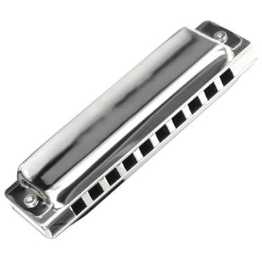 Imagem de Gaita profissional de 10 furos C chave diatônica blues gaita de aço inoxidável e capa instrumento de harpa profissional