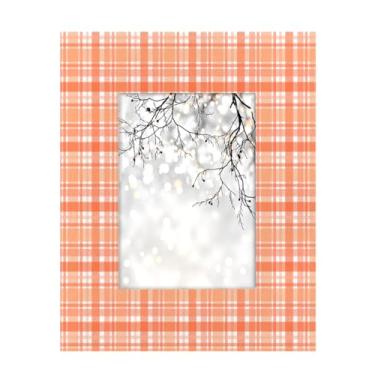 Imagem de Porta-retrato 12,8 x 17,8 cm, xadrez laranja e vermelho, feito de madeira maciça, 13,8 x 17,8 cm, moldura para exibição de mesa e montagem na parede, para decoração de casa e ideias de presentes para