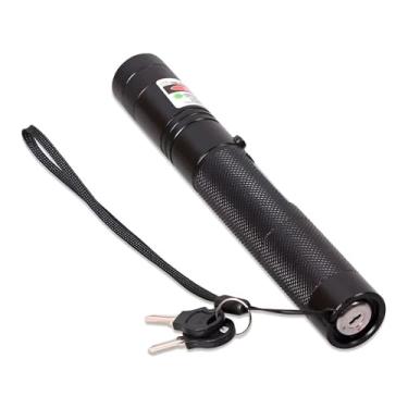 Imagem de Caneta Laser Verde Profissional, Alumínio Preto, 15,2cm, 1000W, Recarregável, Alcance 50km, com Bateria, Carregador, Chaves e Alça