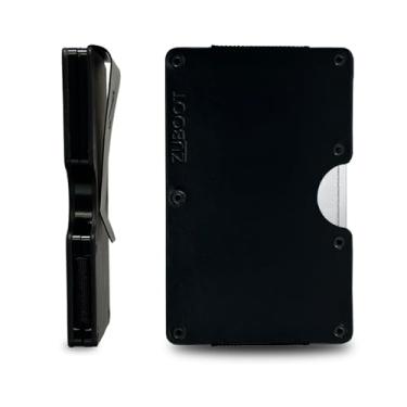 Imagem de Carteira fina RFID Centrum, várias cores, Clipe de couro preto, Minimalista