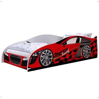 Imagem de Mini Cama Infantil Carro Corrida Speedy MDF Montessoriana Proteção Lat