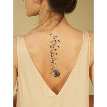 Imagem de Suco de ervas semipermanente dente de leão voando pássaro frase em inglês 7-14 dias sem sombreamento não reflexivo braço traseiro corpo adesivo tatuagem falsa tatuagem 1 peça