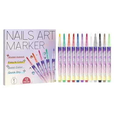 Imagem de Marcadores de Unhas,3D 12 Cores Secagem Rápida Produtos De Beleza - Pincel De Design De Unhas Com Pontilhado E Linha,Para Casa Salão Festa Viagem Sessão Fotográfica Casamento Aniversário Natal