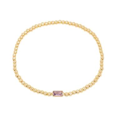 Imagem de Pulseira de pedra do mês de nascimento delicada para mulheres – Pulseiras elásticas modernas de amizade joias de aniversário presentes para aniversário, Natal, Dia dos Namorados, One Size, Aço de