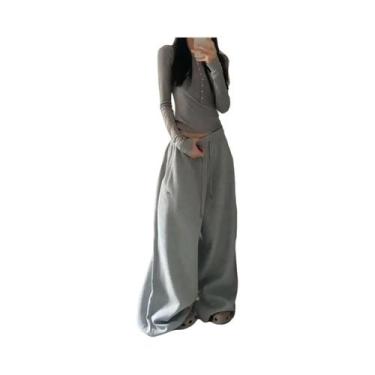 Imagem de Calças Jogger Oversize De Cintura Alta Com Cordão Para Mulheres, Estil