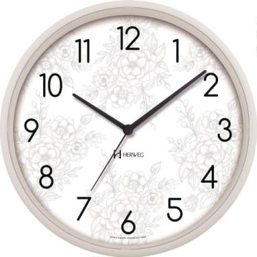 Imagem de Relógio de Parede Quartz Floral Branco