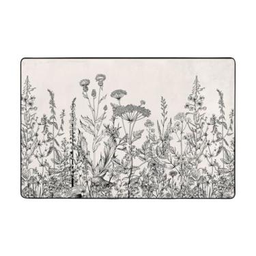 Imagem de ZERAOKE Tapetes botânicos florais de 5 x 8 m, tapetes de boas-vindas de casa de fazenda para entrada, tapetes absorventes antiderrapantes para quarto, lavável, felpudo, macio, tapete para entrada,