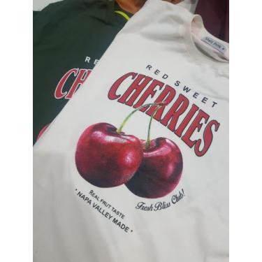 Imagem de T-shirt Camiseta Feminina Cereja Cherry - Shell Pink Fashion , Branco,