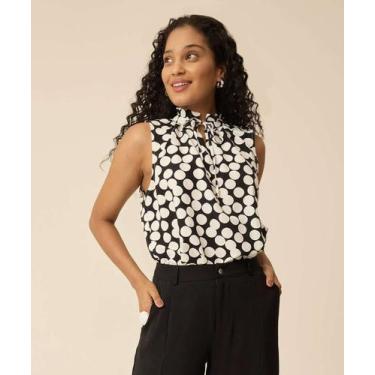 Imagem de Blusa Regata Feminina Estampa Poá Amarração Marisa-72966, Preto, M