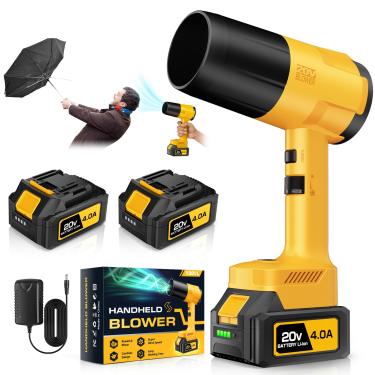 Imagem de Soprador de folhas sem fio, soprador de folhas portátil com 2 baterias e carregador, 6 modos de velocidade, soprador leve para pátio, gramado, quintal, poeira, folhas sopradoras