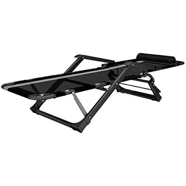 Imagem de Cadeira de gravidade zero, espreguiçadeira com gravidade zero, espreguiçadeira, cadeira de pátio dobrável de metal, relaxante, com almofadas de malha, espreguiçadeira preta