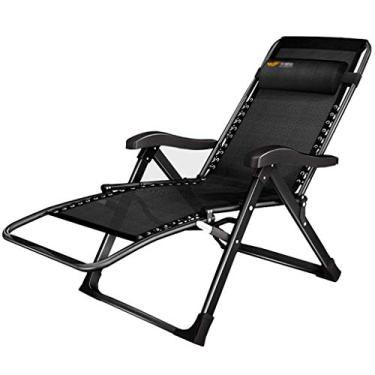 Imagem de Cadeira de lazer doméstica com gravidade zero com travesseiro, cadeiras reclináveis dobráveis, pretas, quadradas, pernas, dobráveis, espreguiçadeiras, gramado, espreguiçadeiras