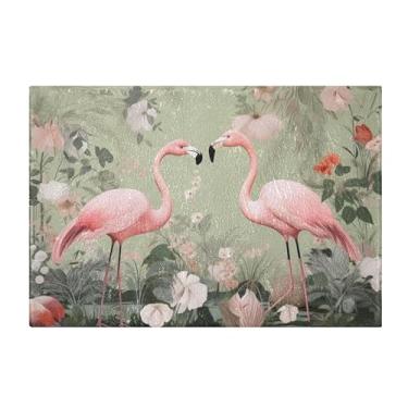 Imagem de Burbuja Tapete de banho Flamingos, tapete de banheiro absorvente extra macio com suporte antiderrapante para banheiro, banheira, chuveiro, 40 x 61 cm