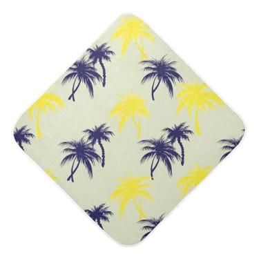 Imagem de Burbuja Palmeiras em toalha de banho bege para bebês - Toalha com capuz de musselina macia e absorvente para recém-nascido, 76 x 76 cm