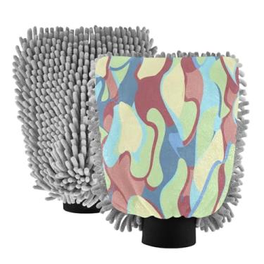 Imagem de STAYTOP Luvas de lavagem de carro de cores coloridas, 2 peças, luvas de microfibra de chenille, sem arranhões, panos de esponja de lavagem ultra absorventes para carros, limpeza doméstica - G