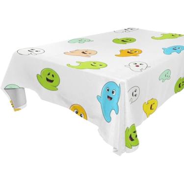 Imagem de Burbuja Toalha de mesa de desenho animado Boo, toalha de mesa quadrada anti-rugas grossa para decoração de jantar, cozinha, festa, 137 x 137 cm