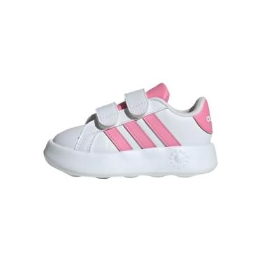 Imagem de Adidas Tênis infantil infantil Grand Court 2.0 Hook & Loop, Branco/Rosa Bliss/Preto, 21
