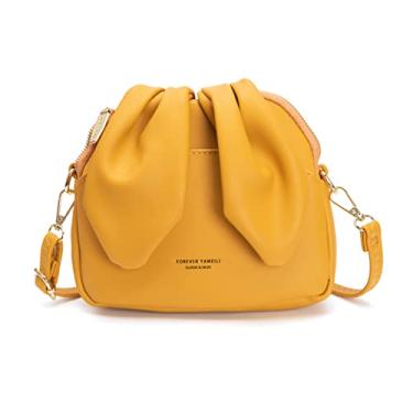Imagem de NICOLE & DORIS Bolsas pequenas femininas fofas a tiracolo bolsa de ombro de coelho bolsa carteiro de couro PU para meninas, Amarelo, Large