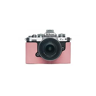 Imagem de Capa para câmera Z fc Zfc, capa BolinUS feita à mão de couro genuíno meia câmera para câmera Nikon Z fc Zfc versão abertura inferior + alça de mão (rosa)