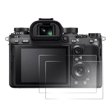 Imagem de pssped 2 peças de película protetora de tela compatível com câmeras SONY A9 A77M2 A99 α9 α77 II α99, película protetora de tela de vidro temperado transparente de dureza 9H, antiarranhões e impressões