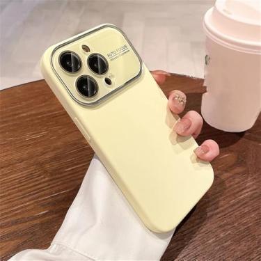 Imagem de Capa de silicone para iPhone 11 12 13 14 15 Pro Max à prova de choque, proteção traseira Candy Lens Cases Cover, amarelo, para iPhone 15