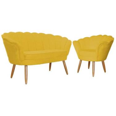 Imagem de Kit Poltrona mais Namoradeira Pétala Suede - Várias Cores - Ds Estofad