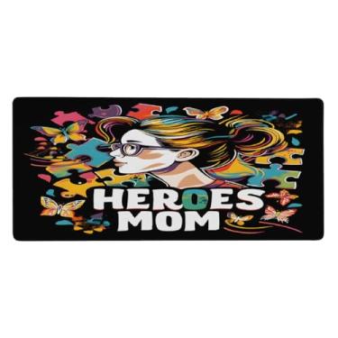 Imagem de Tapete de mouse grande com autismo artístico para meninas à prova d'água com protetor de mesa estendido para computador, base de borracha antiderrapante para escritório, computador, teclado, laptop e