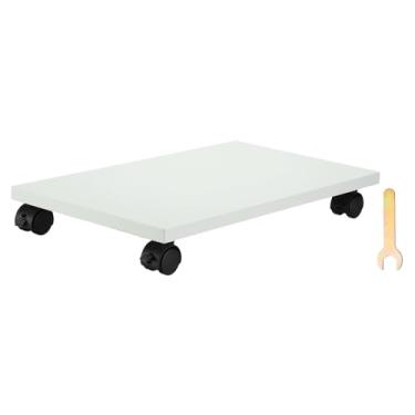 Imagem de PATIKIL Suporte para PC de 23 x 40,6 cm, suporte de torre de computador, suporte de madeira para CPU PC, embaixo da mesa, carrinho móvel, 4 rodas para piso, tapete, torre, caixa ATX, impressora