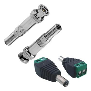 Imagem de Kit 10 Conectores Eletrônicos BNC com Mola e Parafuso + 5 Conectores P4 Macho Borne Plug, Conjunto para Instalação