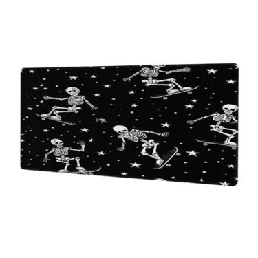 Imagem de Tapete de mouse com estrelas esqueleto esportivo grande à prova d'água para computador estendido tapete protetor de mesa antiderrapante base de borracha para escritório, computador, teclado, laptop e