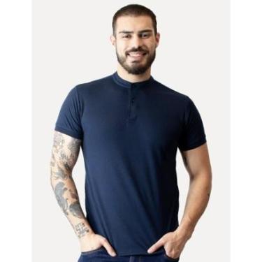 Imagem de Polo Dixen Masculina Piquet Gola Padre Lisa Azul Marinho-Masculino