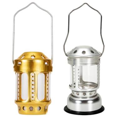 Imagem de Lanterna de velas portátil liga alumínio pendurada para acampamento pesca noturna e lamparina chá