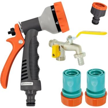 Imagem de Esguicho Hidropistola 6 Jatos + Engate Rápido 3/4" e 5/8" + Bico Torneira + Torneira Com Duas Saídas Metal