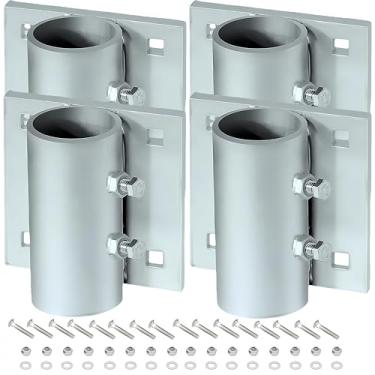 Imagem de GeekNi 4 peças de tubo de perna lateral estacionário resistente para soldagem de doca de barco e acabamento galvanizado, suporte de manga de suporte de tubo de doca para poste de tubo, furos de 7/40.6