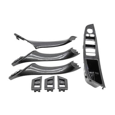 Imagem de Lhd rhd fibra de carbono interior porta braço painel puxar conjunto compatível com bmw série 5 f10 f11 523i 525i 528i 530i 535i 540i 550i(RHD Inner Handle Set)