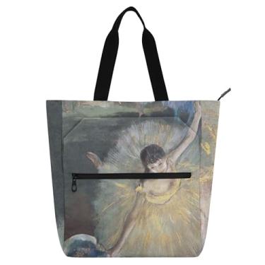 Imagem de GAIGEO Bolsa feminina de trabalho com pintura Edgar Degas para bailarinos de balé, bolsa escolar com zíper, bolsa carteiro com compartimentos